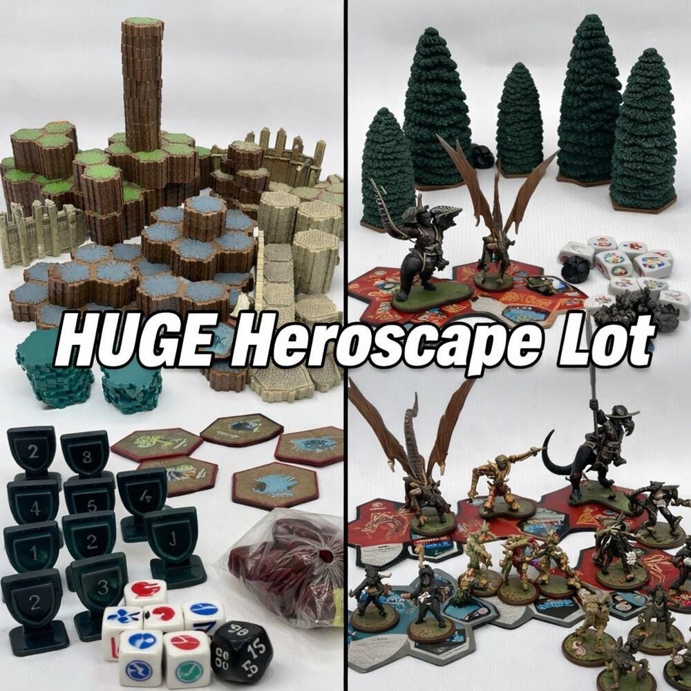 HUGE Heroscape Lot Terrain Tiles Trees Figures Dice Cards Bundle Set
